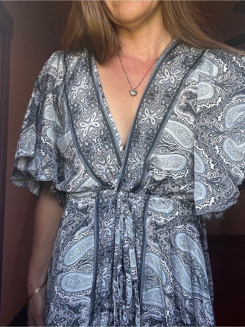100% Silk flowy Mini Dress Size S/M